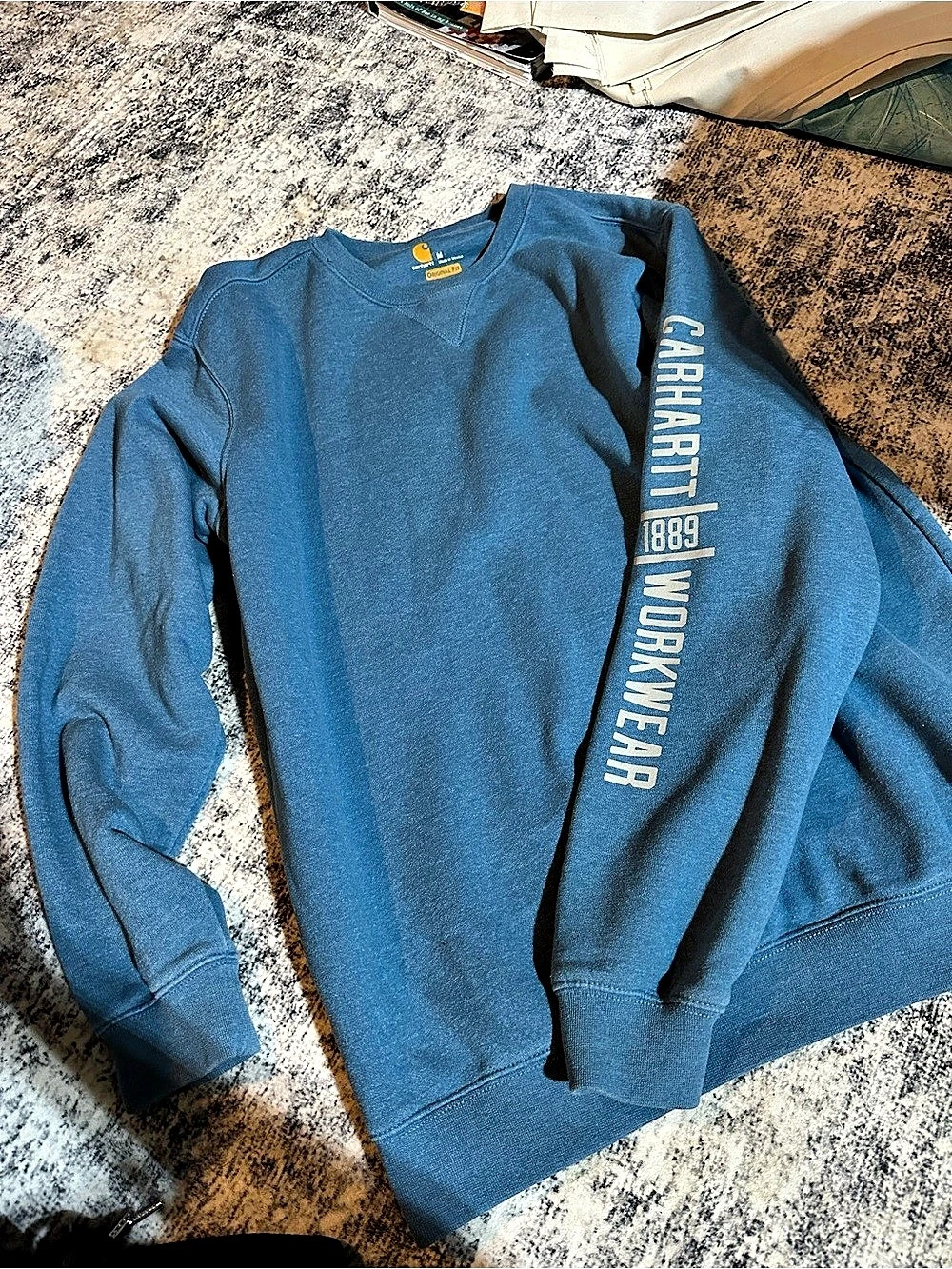 Carhartt Loose Fit Midweight Logo Sleeve Graphic Sweatshirt Blue Medium